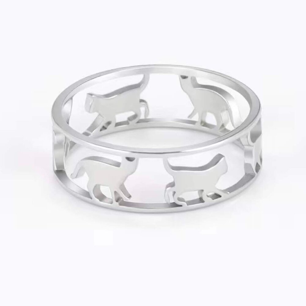 Cat Silver ring Stainless steel